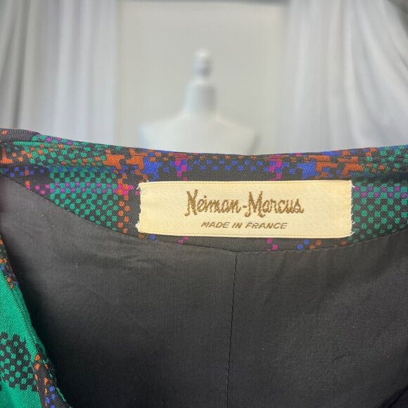 Neiman Marcus Plaid Dress Made In France Vintage Shirt Jacket Dress Ladies MED - Picture 7 of 10